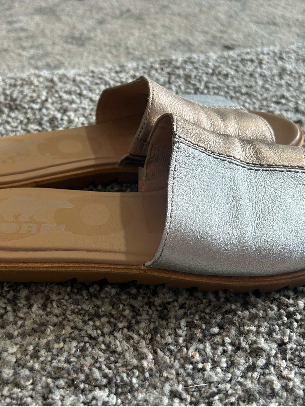 SOREL Ella Metallic Slide Sandal — Gold/Silver - Picture 4 of 5
